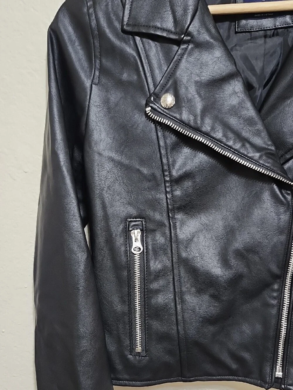 Gap Teen Black Faux-Leather Recycled Moto Biker Jacket - Sz 10 Biker Unisex